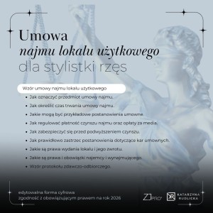 Wzór umowy najmu lokalu użytkowego dla stylistki rzęs