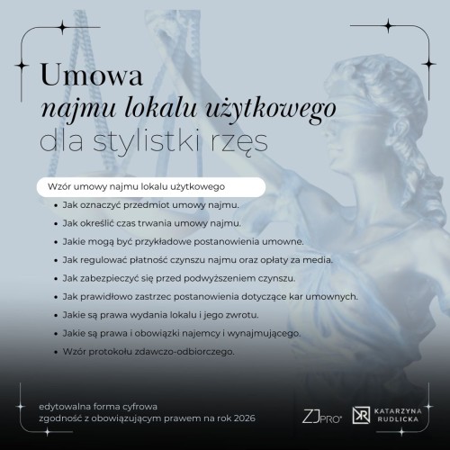Wzór umowy najmu lokalu użytkowego dla stylistki rzęs