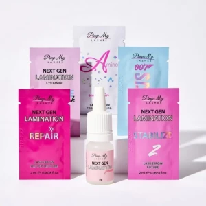 Zestaw saszetek do koreańskiej laminacji rzęs i brwi NEXT GEN + Puder zagęszczająco klejący Pim