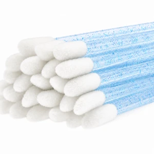 Aplikatory welurowe 50 szt. niebieskie brokatowe