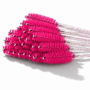 Szczoteczki do rzęs - syntetyczne - Brokatowe Ciemnoróżowe/multicolor