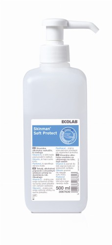 Skinman Soft Protect Ecolab 500 ml Antybakteryjny Płyn do higienicznej i chirurgicznej dezynfekcji rąk z pompką 