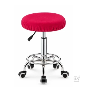 Pokrowiec na taboret kosmetyczny welurowy - różowy 35/40cm
