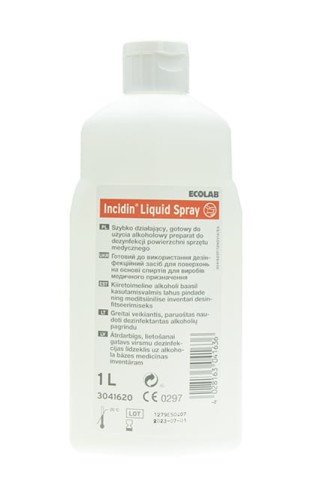 Incidin Liquid Spray Ecolab 1000 ml do dezynfekcji powierzchni i narzędzi